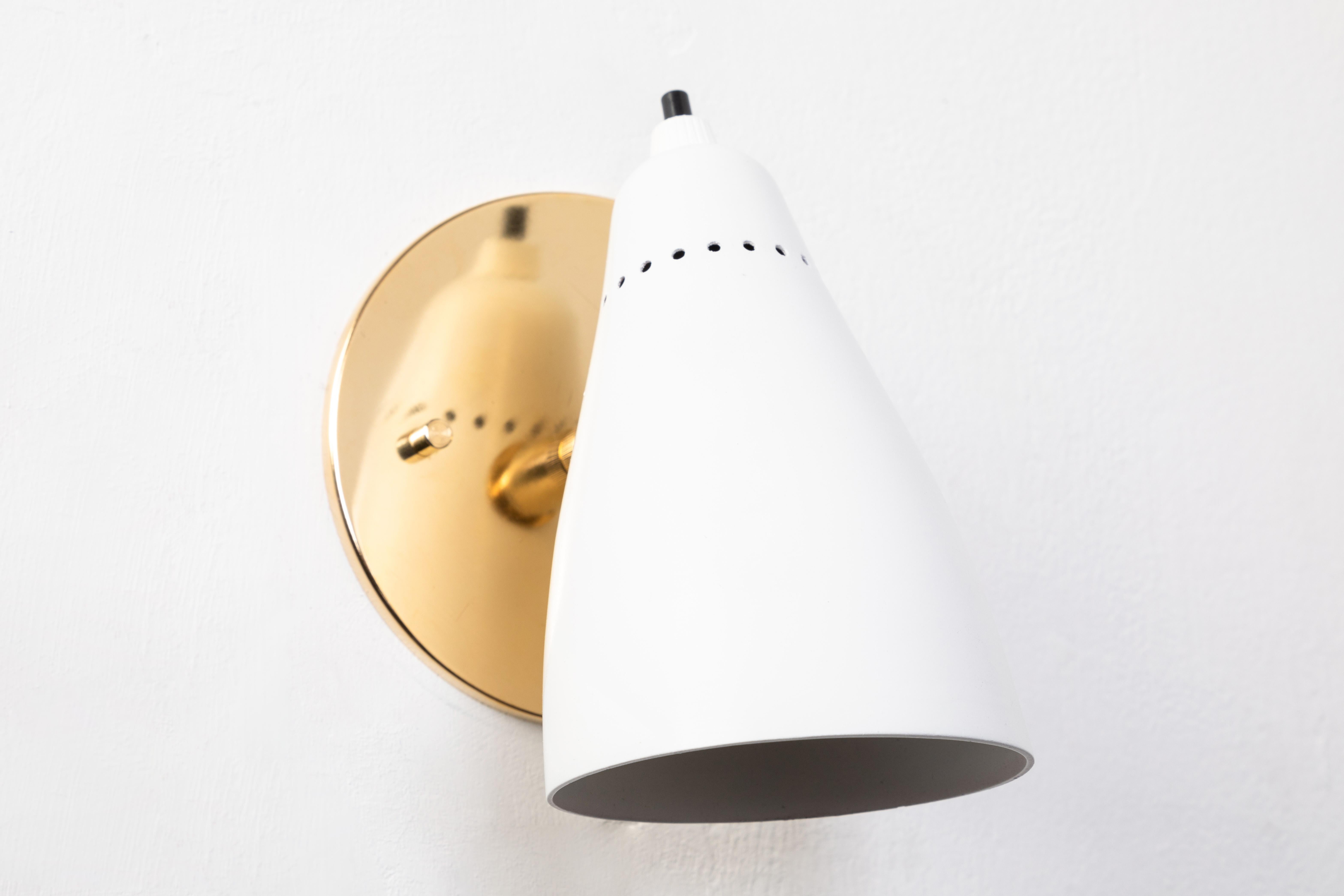 Painted Pair of White 1950s Giuseppe Ostuni Articulating Sconces for O-Luce