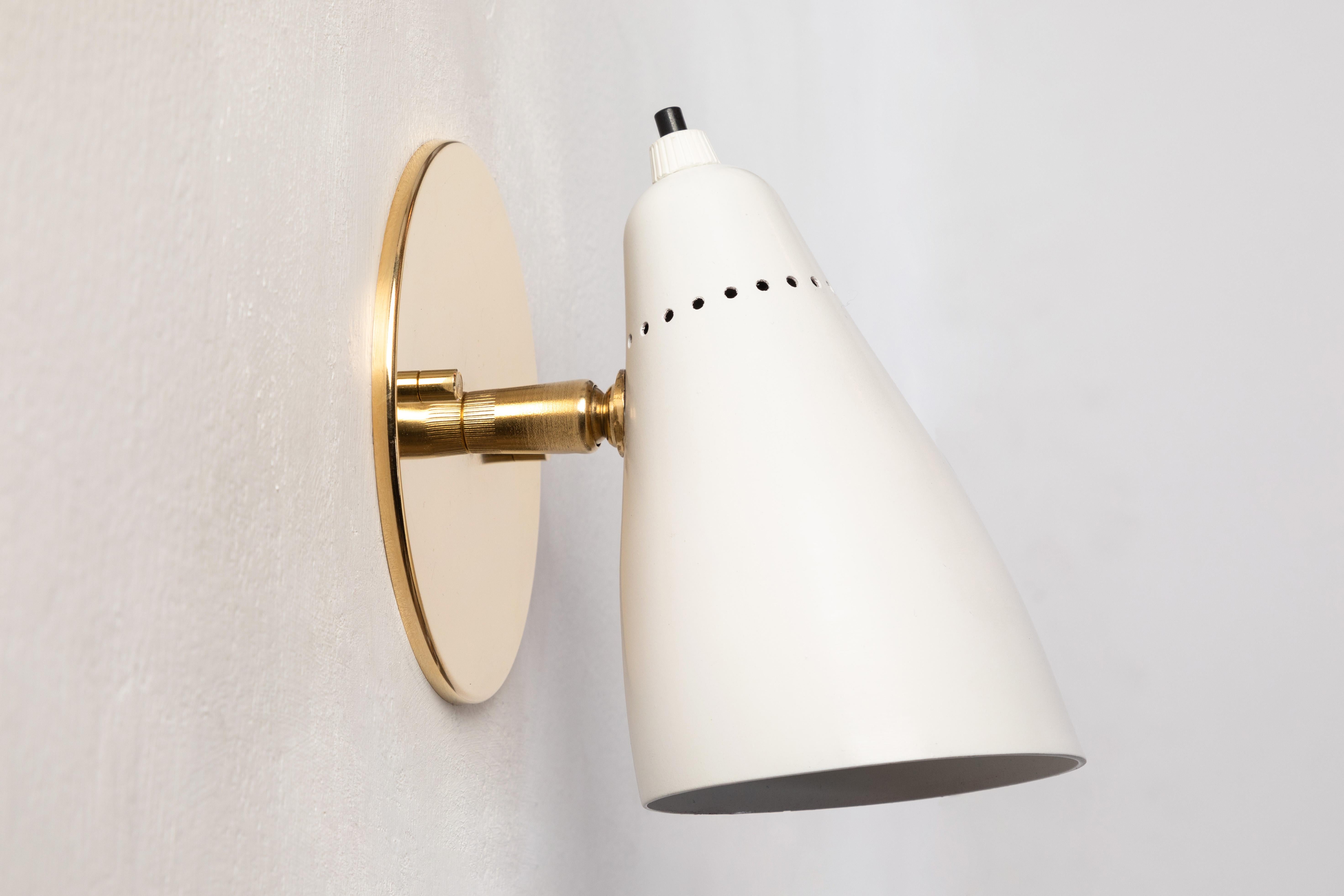 Pair of White 1950s Giuseppe Ostuni Articulating Sconces for O-Luce 1