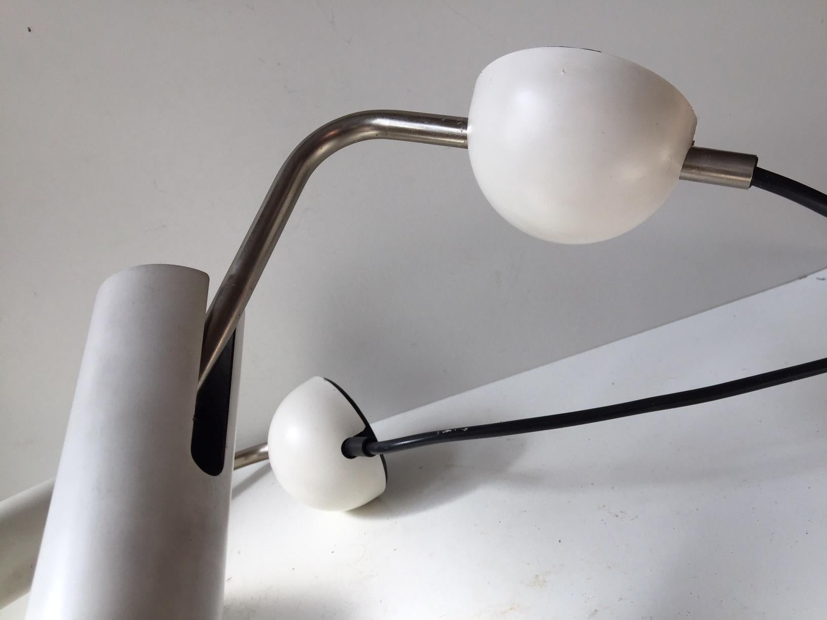 Danish Pair of White Adjustable Minimalist Wall Lamps from Louis Poulsen, 1970s