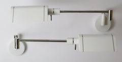 Pair of White Adjustable Wall Lights by Martinelli Luce, Italy 1980s