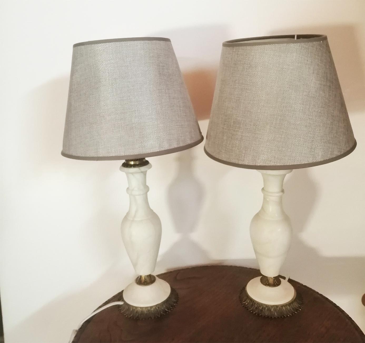 Table Lamps  Alabaster or Marble  White Color, France, 20th Century For Sale 2