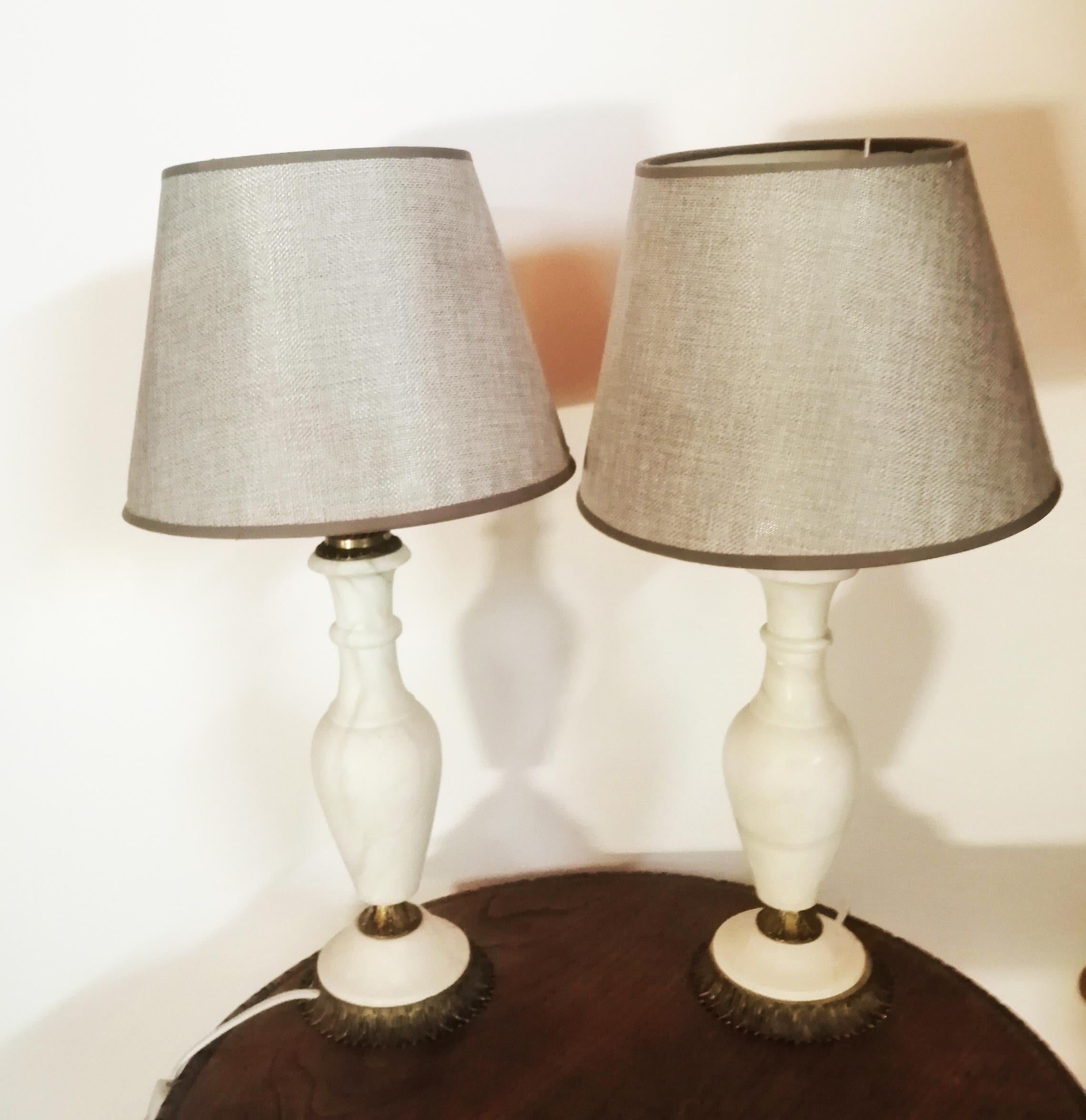 Table Lamps  Alabaster or Marble  White Color, France, 20th Century For Sale 3