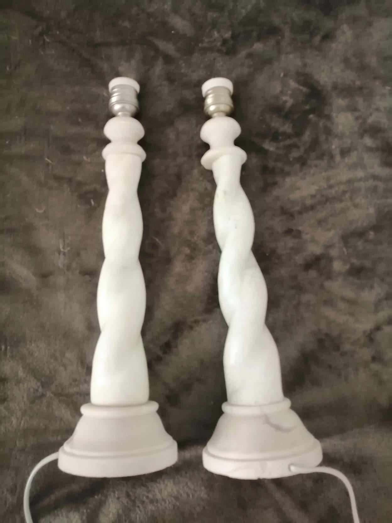Alabaster Table lamps Barley Twist Art Deco  Italy, Early 20th Century 5