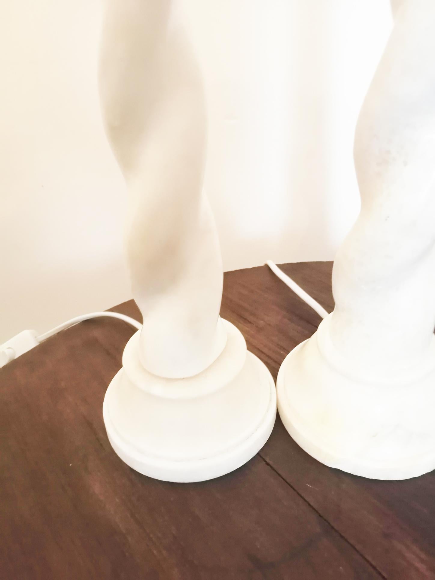 Mid-Century Modern Alabaster Table lamps Barley Twist Art Deco  Italy, Early 20th Century