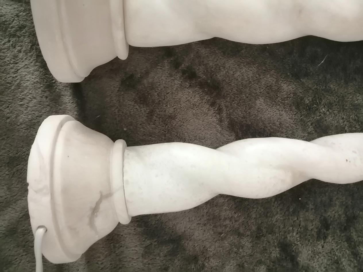 Alabaster Table lamps Barley Twist Art Deco  Italy, Early 20th Century 4