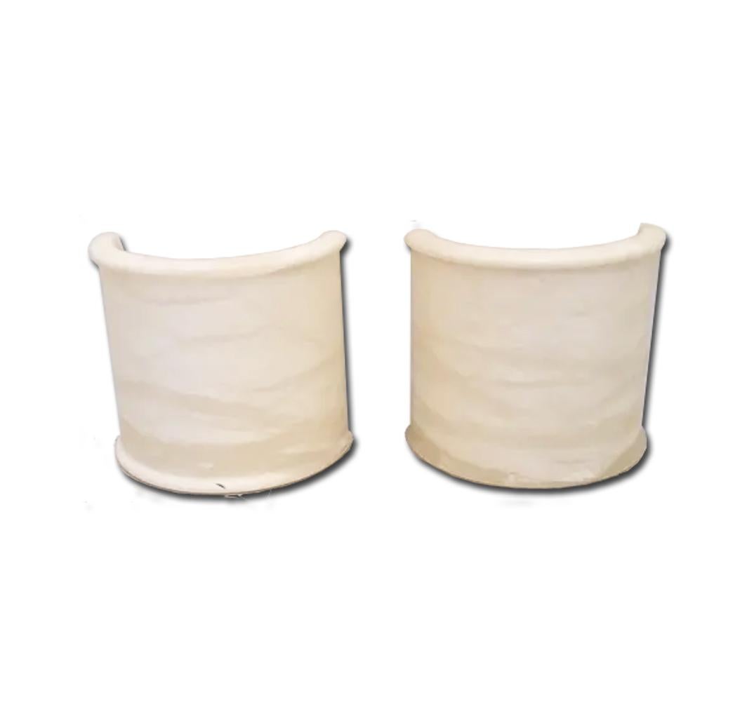 Pair of White Alabaster Minimalist Wall Sconces 1