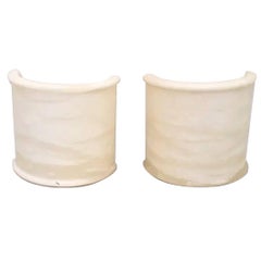 Pair of White Alabaster Minimalist Wall Sconces