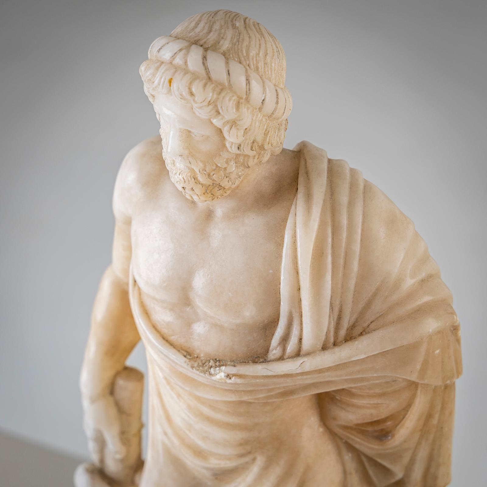 Coppia di sculture in alabastro bianco, seconda metà del XIX secolo in vendita 9
