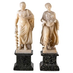 Pareja de esculturas de alabastro blanco, 2ª mitad S. XIX