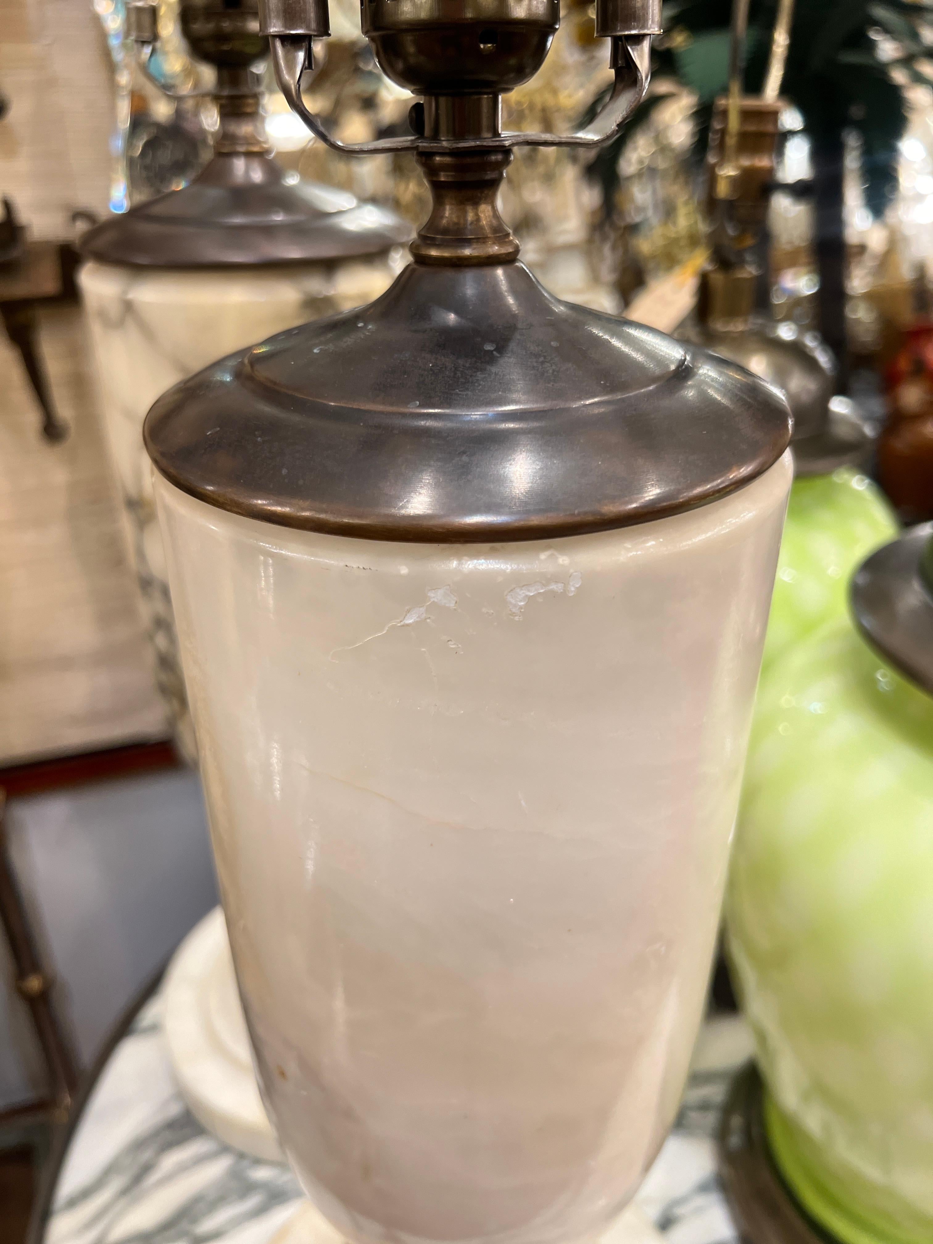 Italian Pair of White Alabaster Table lamps