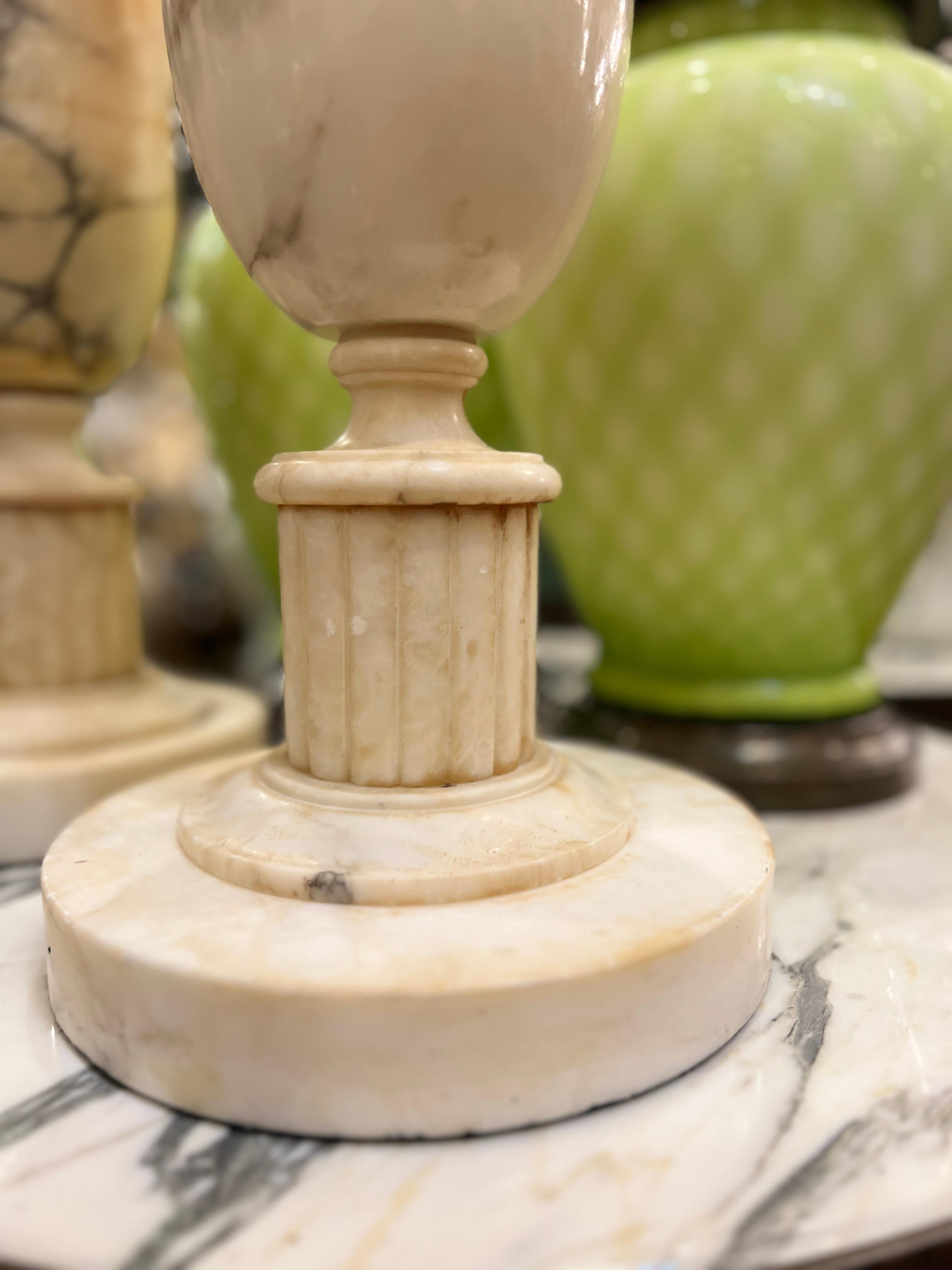 Mid-20th Century Pair of White Alabaster Table lamps