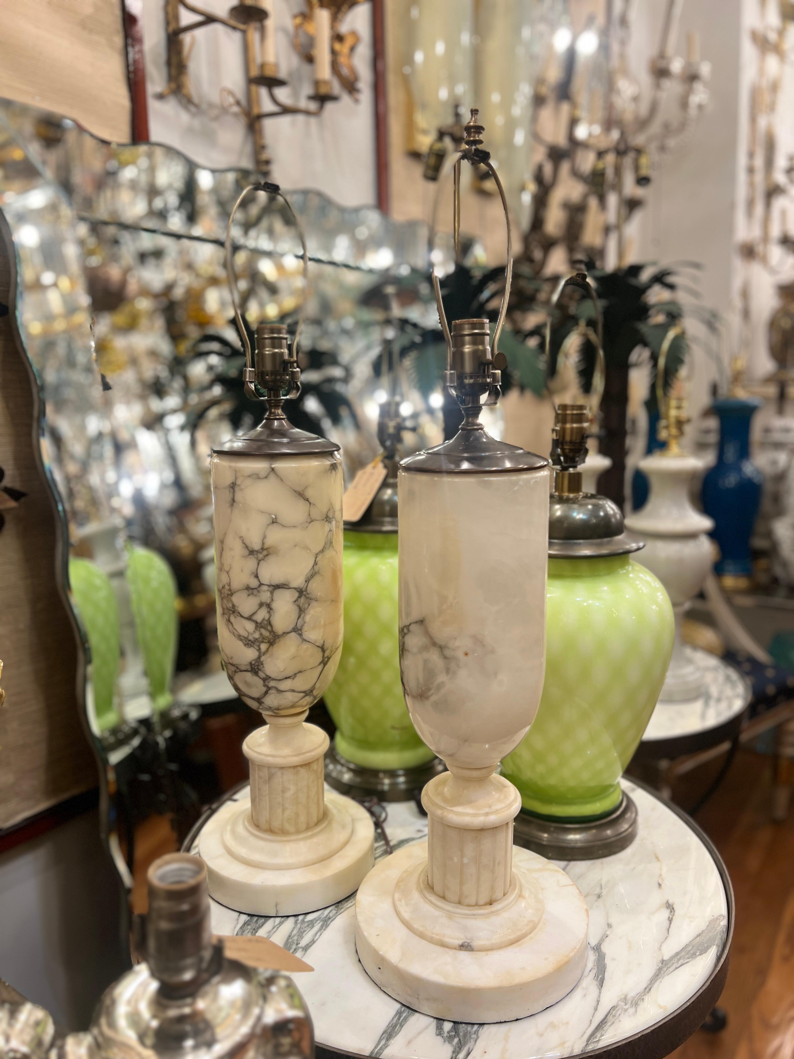 Pair of White Alabaster Table lamps 1