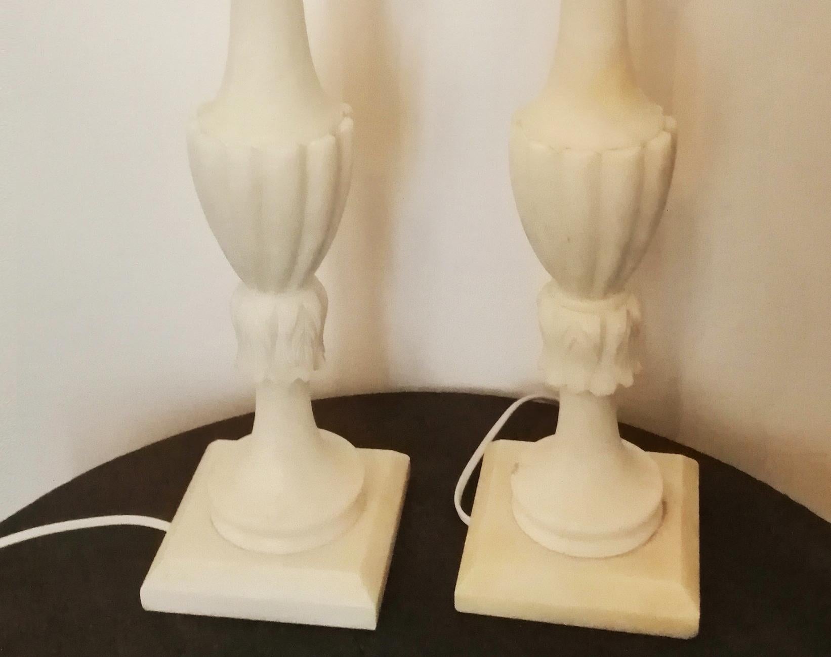 Lampes de bureau - Albâtre   Couleur blanche Italie mi-siècle moderne 1