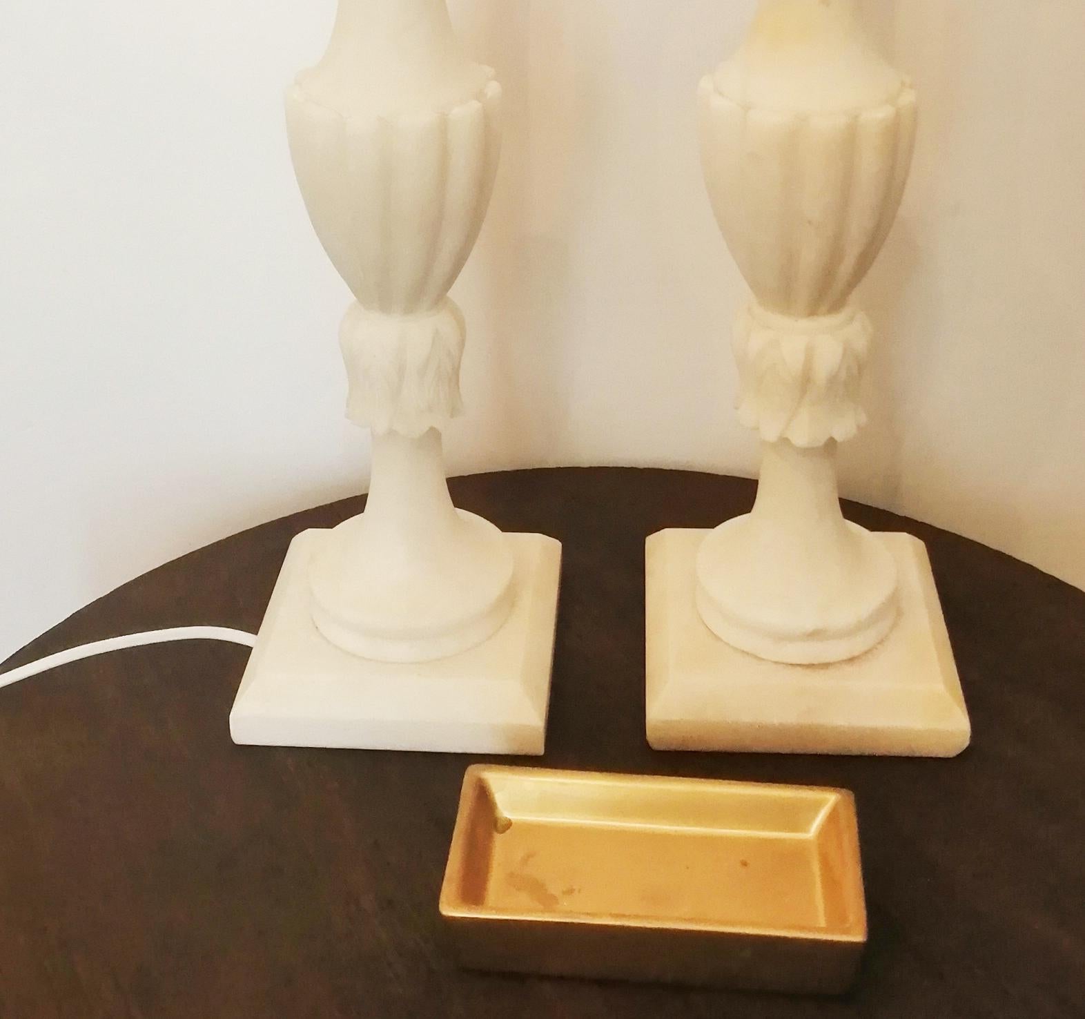 Lampes de bureau - Albâtre   Couleur blanche Italie mi-siècle moderne 6