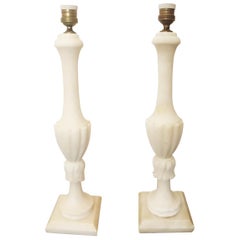 Lampes de bureau - Albâtre   Couleur blanche Italie mi-siècle moderne
