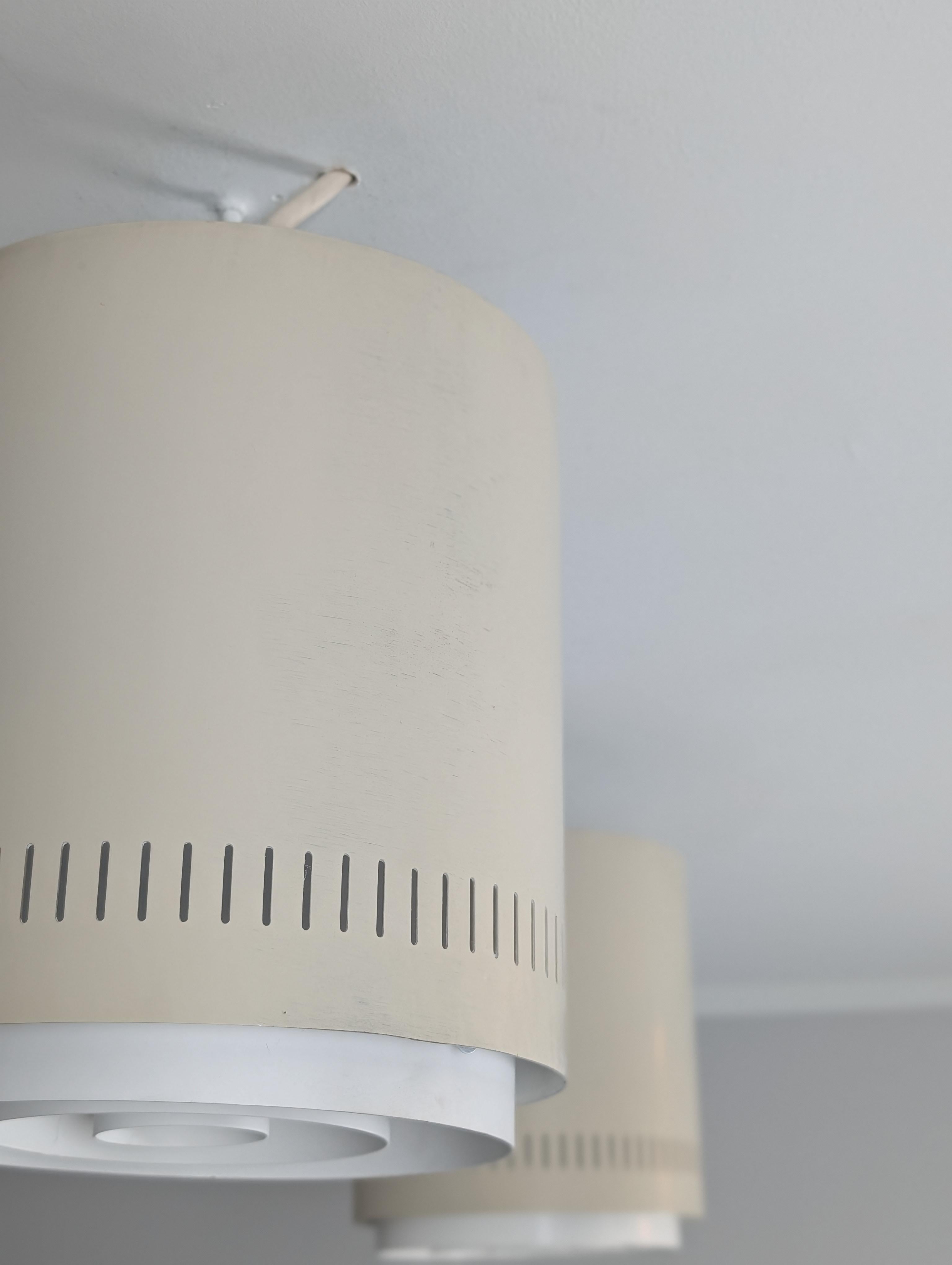 Pair of White Alvar Aalto Style Flush Mounts Model AA 110, Itsu 1950s For Sale 10