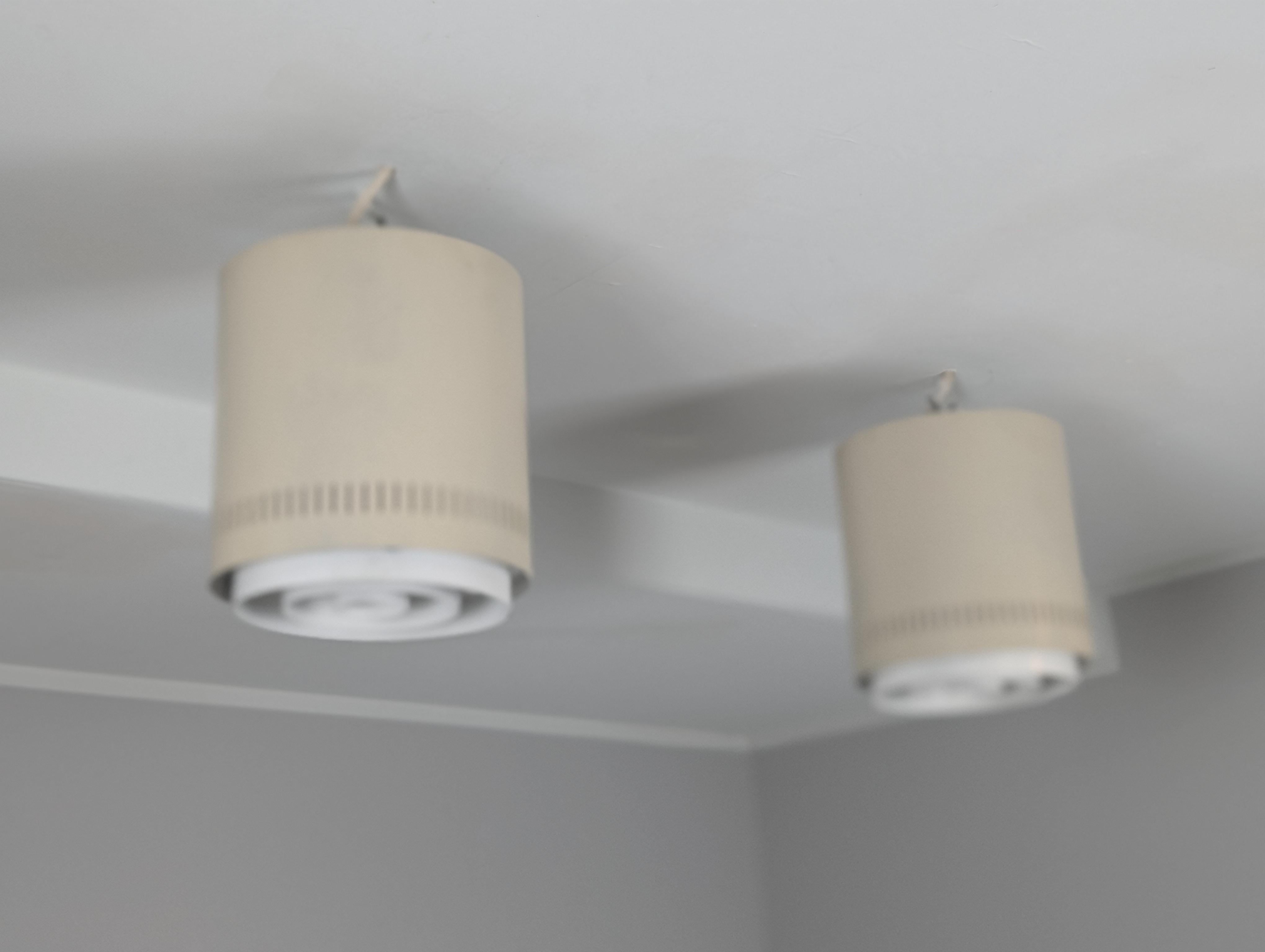 Mid-20th Century Pair of White Alvar Aalto Style Flush Mounts Model AA 110, Itsu 1950s For Sale