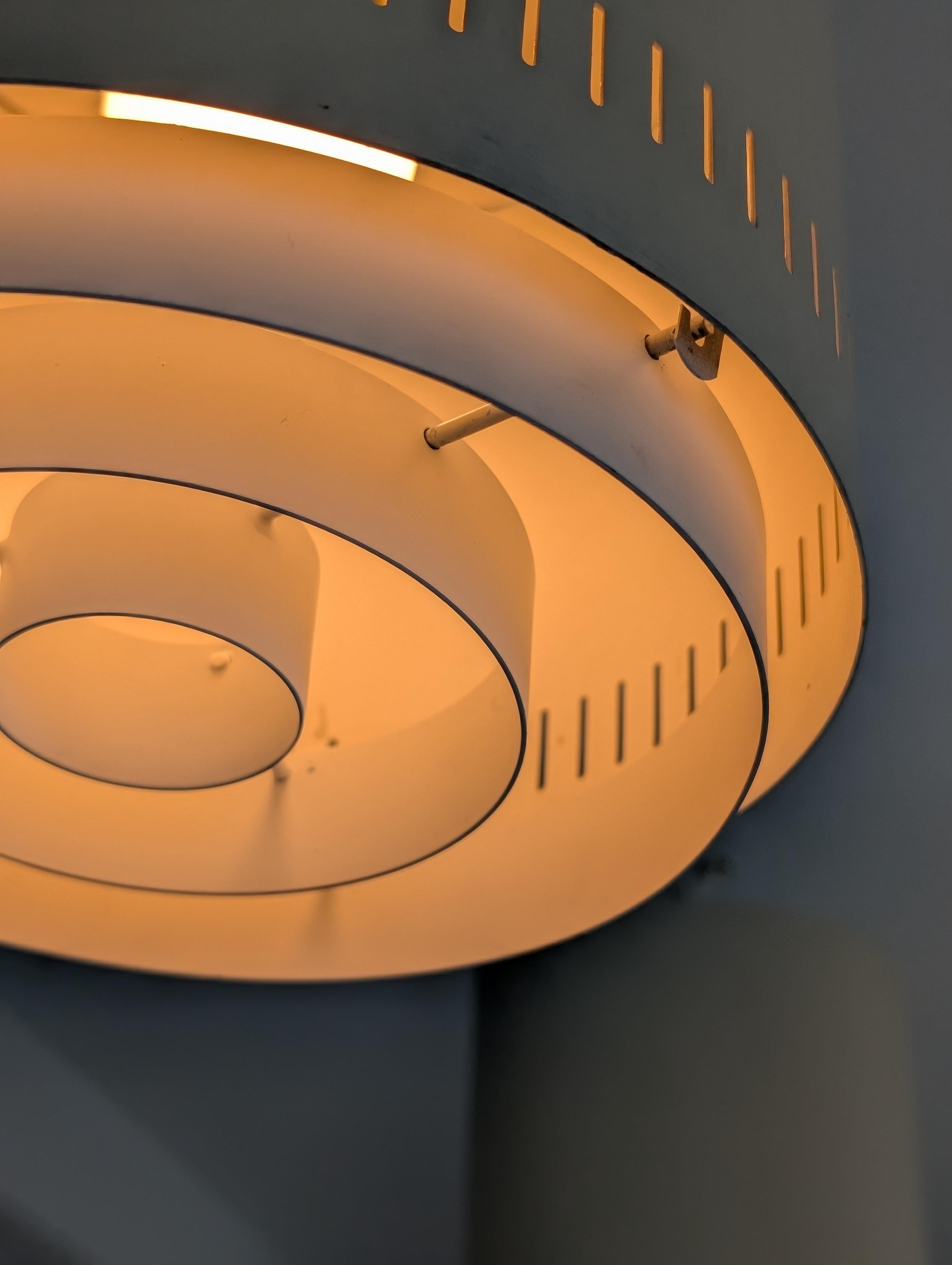 Pair of White Alvar Aalto Style Flush Mounts Model AA 110, Itsu 1950s For Sale 1