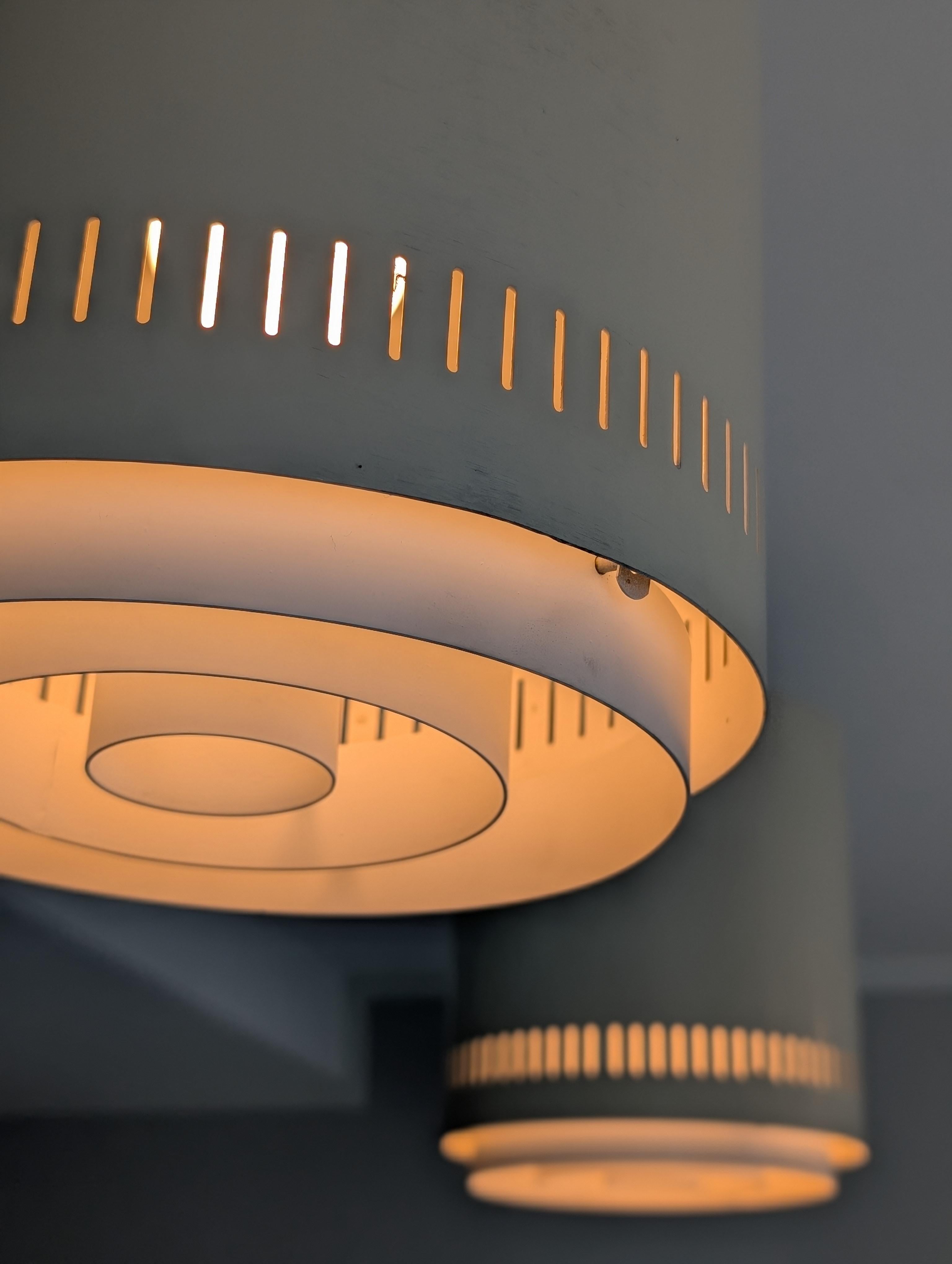 Pair of White Alvar Aalto Style Flush Mounts Model AA 110, Itsu 1950s For Sale 2