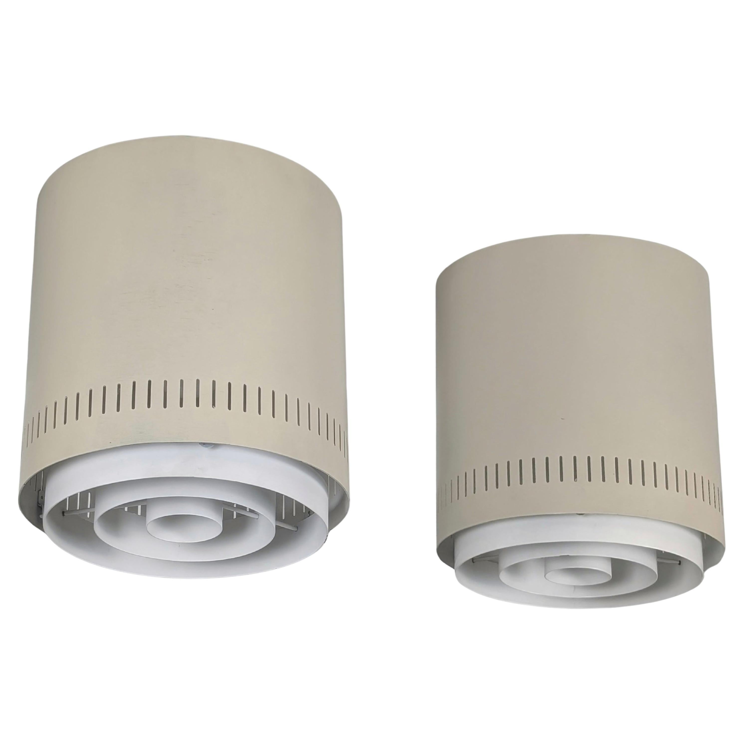 Pair of White Alvar Aalto Style Flush Mounts Model AA 110, Itsu 1950s For Sale