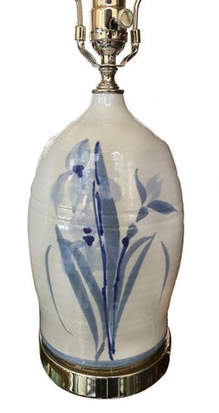 Pair of White and Blue Ceramic Table Lamps