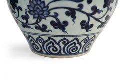 Pair of White and Blue Pattern Lidded Porcelain Ginger Jars