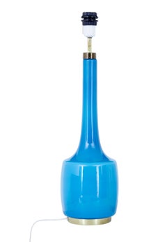 Pair of white and blue table lamps by Bergboms