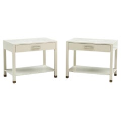 Pair of White and Brass mid century nightstands by Harvey Probber