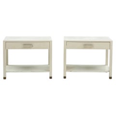 Pair of White and Brass mid century nightstands by Harvey Probber
