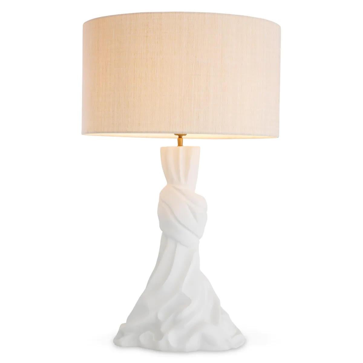 Paar weiße und messingfarbene Tischlampen, Leinenschirm. (Französisch) im Angebot