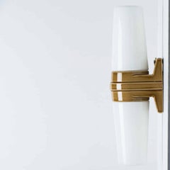 Pair of White and Brown Ceramic Wall Lights, Sweden, 1970