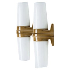 Coppia di applique in ceramica bianca e marrone, Svezia, 1970