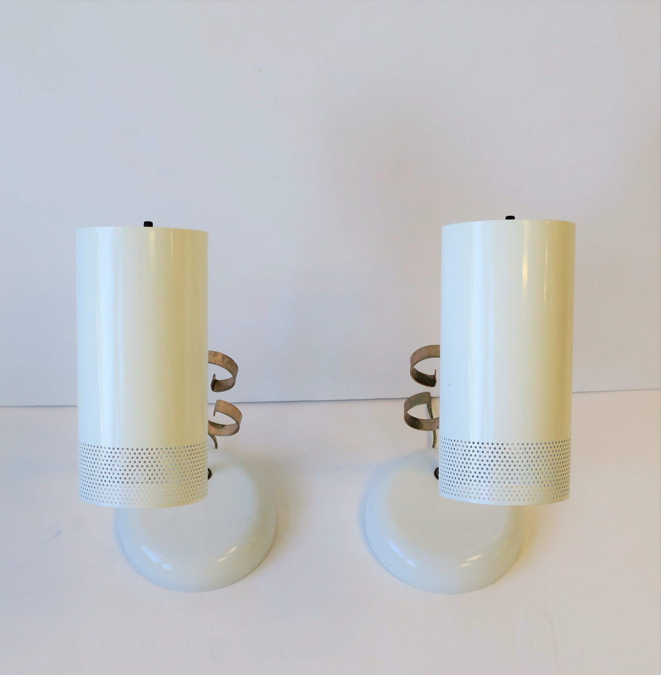 Modern White and Rose Pink Metal Table or Desk Lamps, 1970s, Pair 9