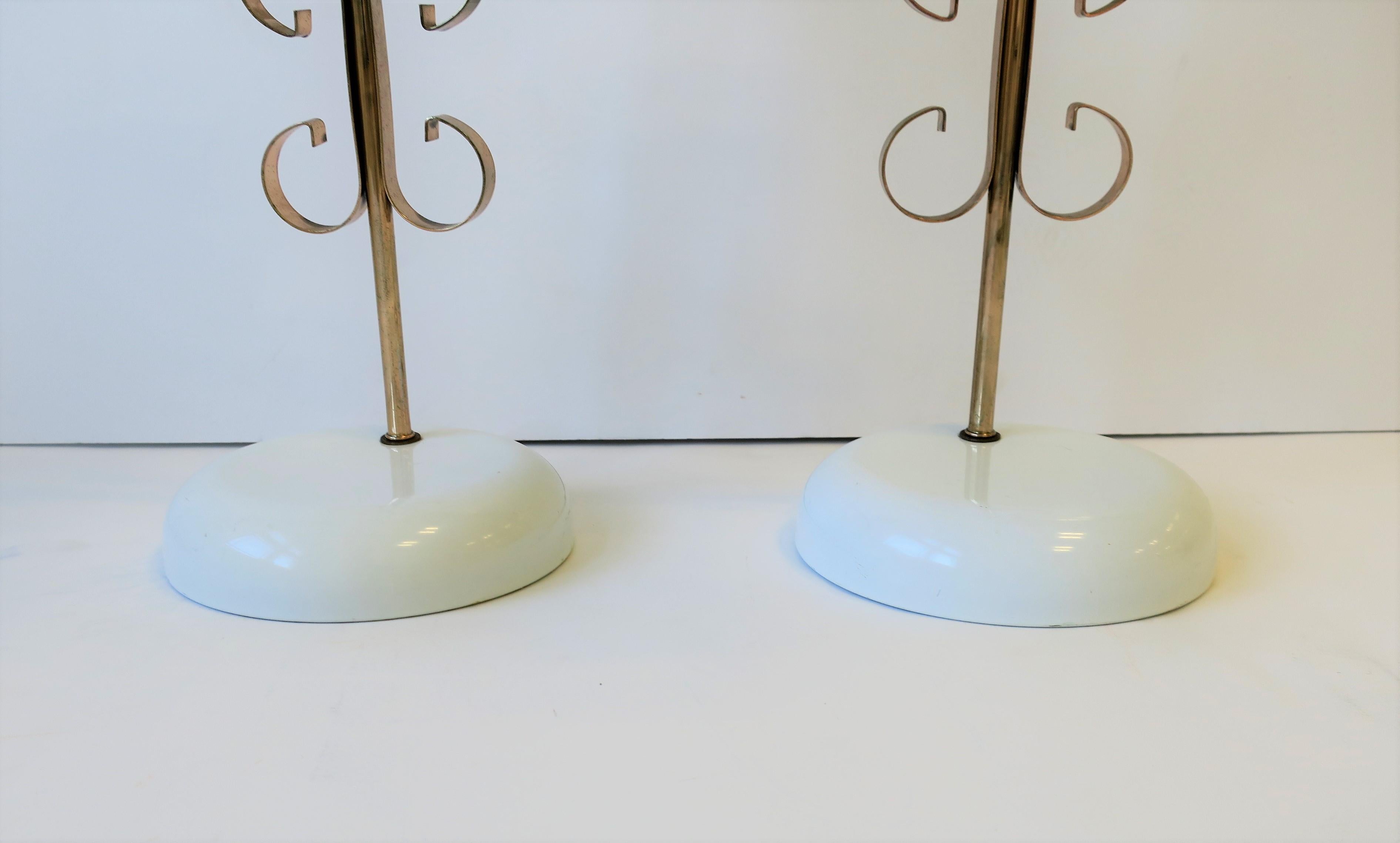 Modern White and Rose Pink Metal Table or Desk Lamps, 1970s, Pair 10