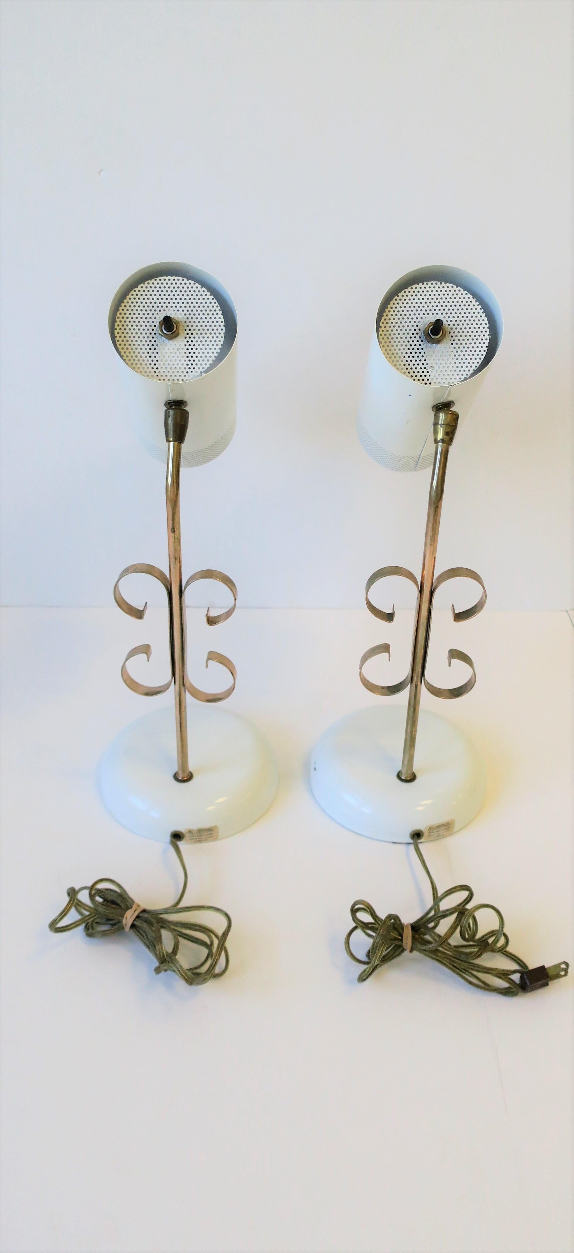 Modern White and Rose Pink Metal Table or Desk Lamps, 1970s, Pair 11