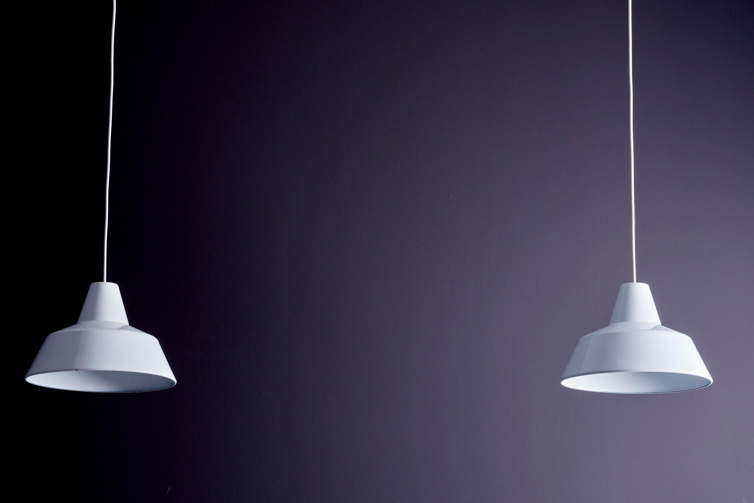 Pair of White Arbejdspendel for Louis Poulsen For Sale 2