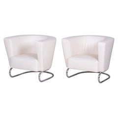 Pair of White Art Deco Armchairs from Czechoslovakia by Jindrich Halabala, 1930s