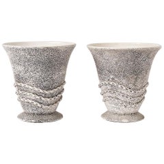 Paar weiße Art-Déco-Tischlampen aus Keramik im Stil von Besnard, 1940