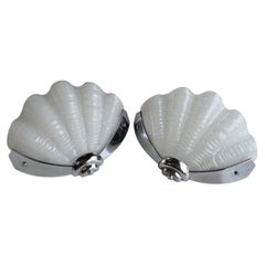 Pair of white Art Deco Shell Wall Lights