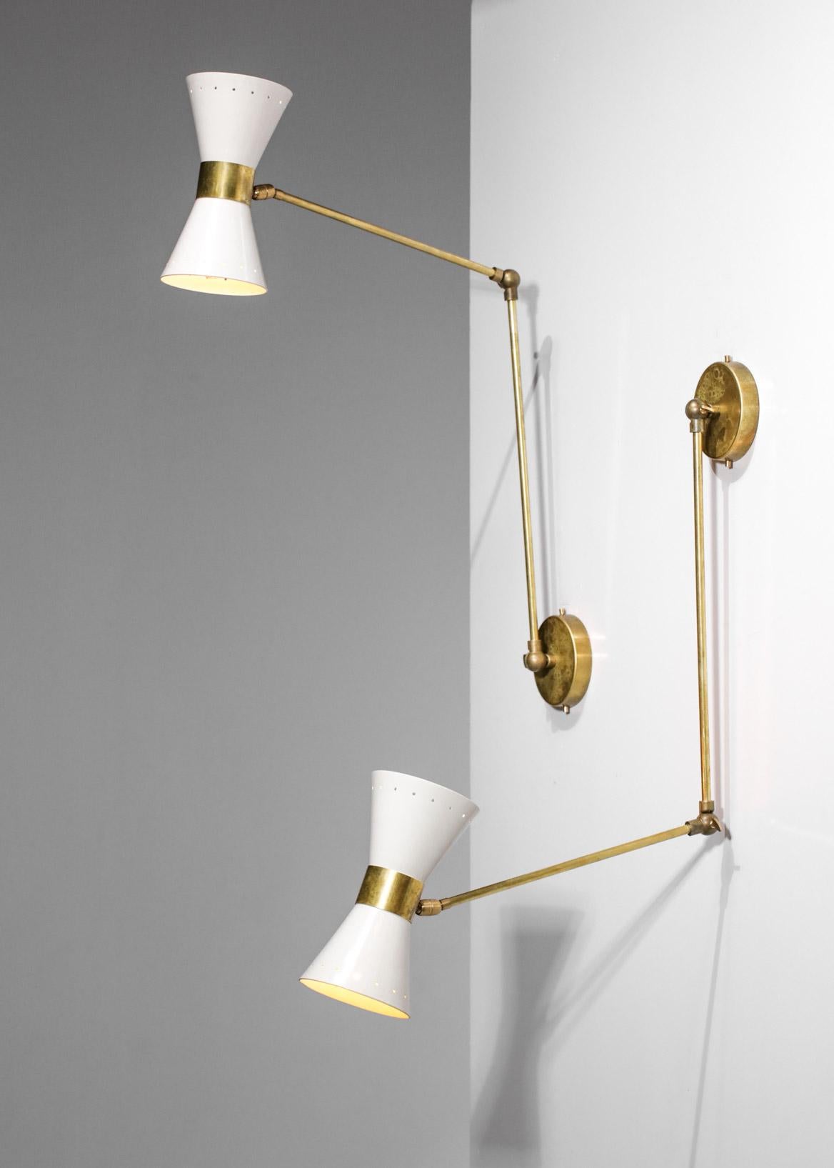  White Articulated Modern Italian Sconces Design Stilnovo Noa Brass ML137 For Sale 6