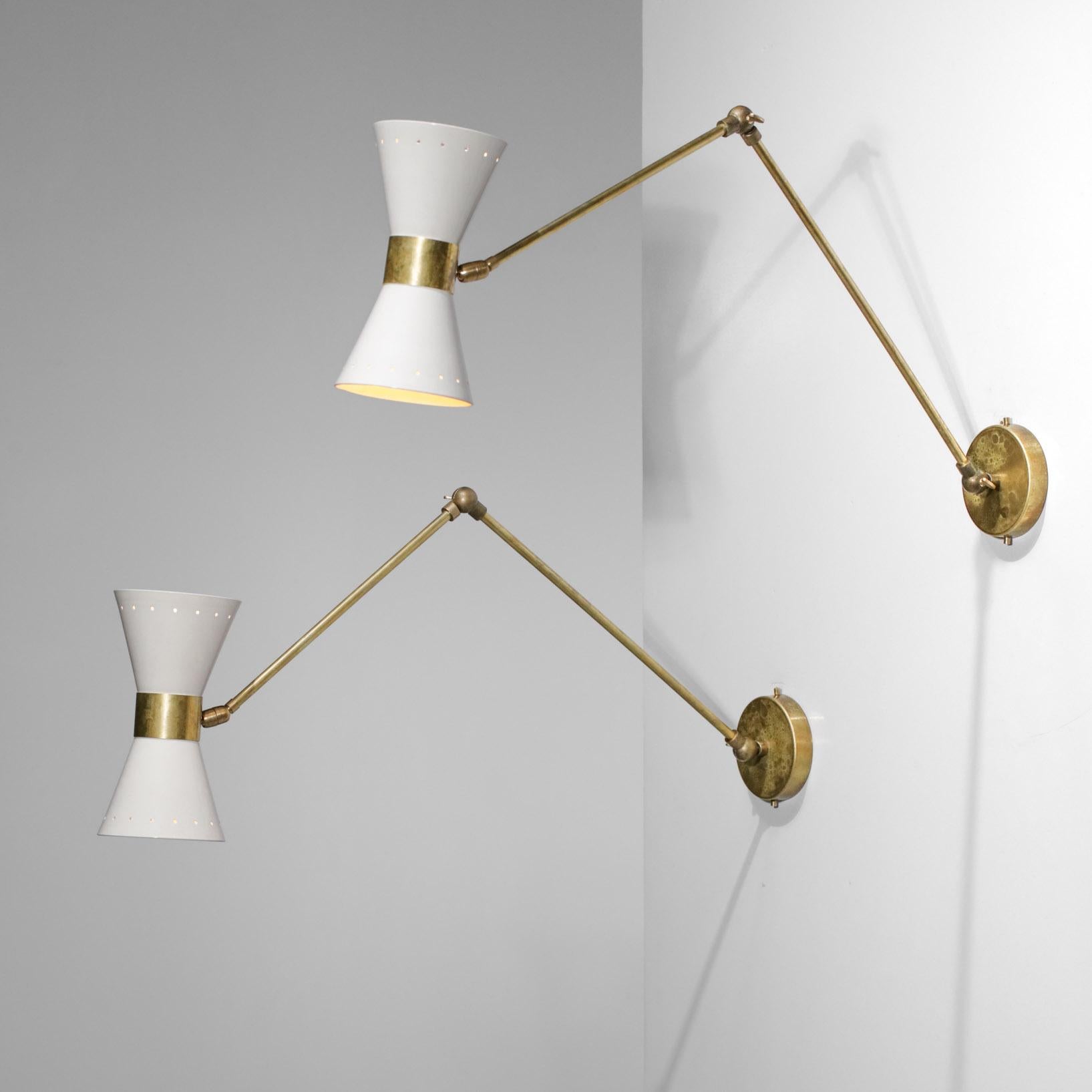 Metal  White Articulated Modern Italian Sconces Design Stilnovo Noa Brass ML137 For Sale