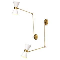 White Articulated Modern Italian Sconces Design Stilnovo Noa Brass ML137