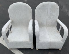 Pair of White Beaded African Ceremonial Chairs