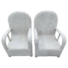 Vintage Pair of White Beaded African Ceremonial Chairs