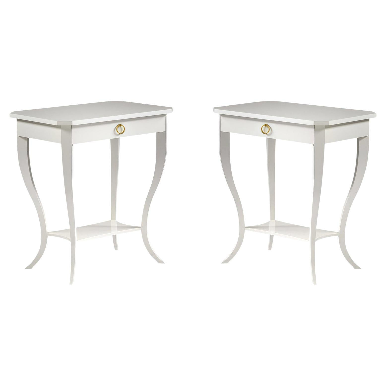 Pair of White Biedermeier Side Tables For Sale