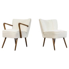 Pair of White Boucle Cocktail Chairs, Europe, 1950s