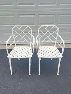 Pair of white Brown Jordan Calcutta Faux Bamboo Chairs