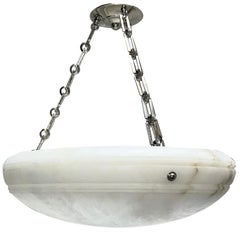 Pair of White Carved Alabaster Light Fixtures, Sold Individually