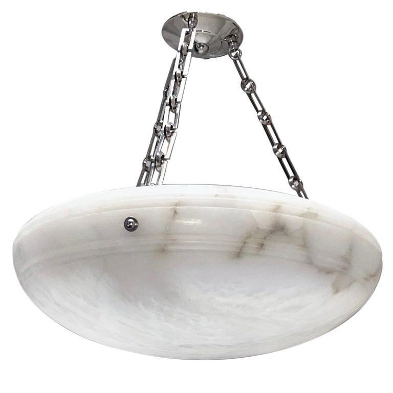 Pair of White Carved Alabaster Light Fixtures, Sold Individually For ...