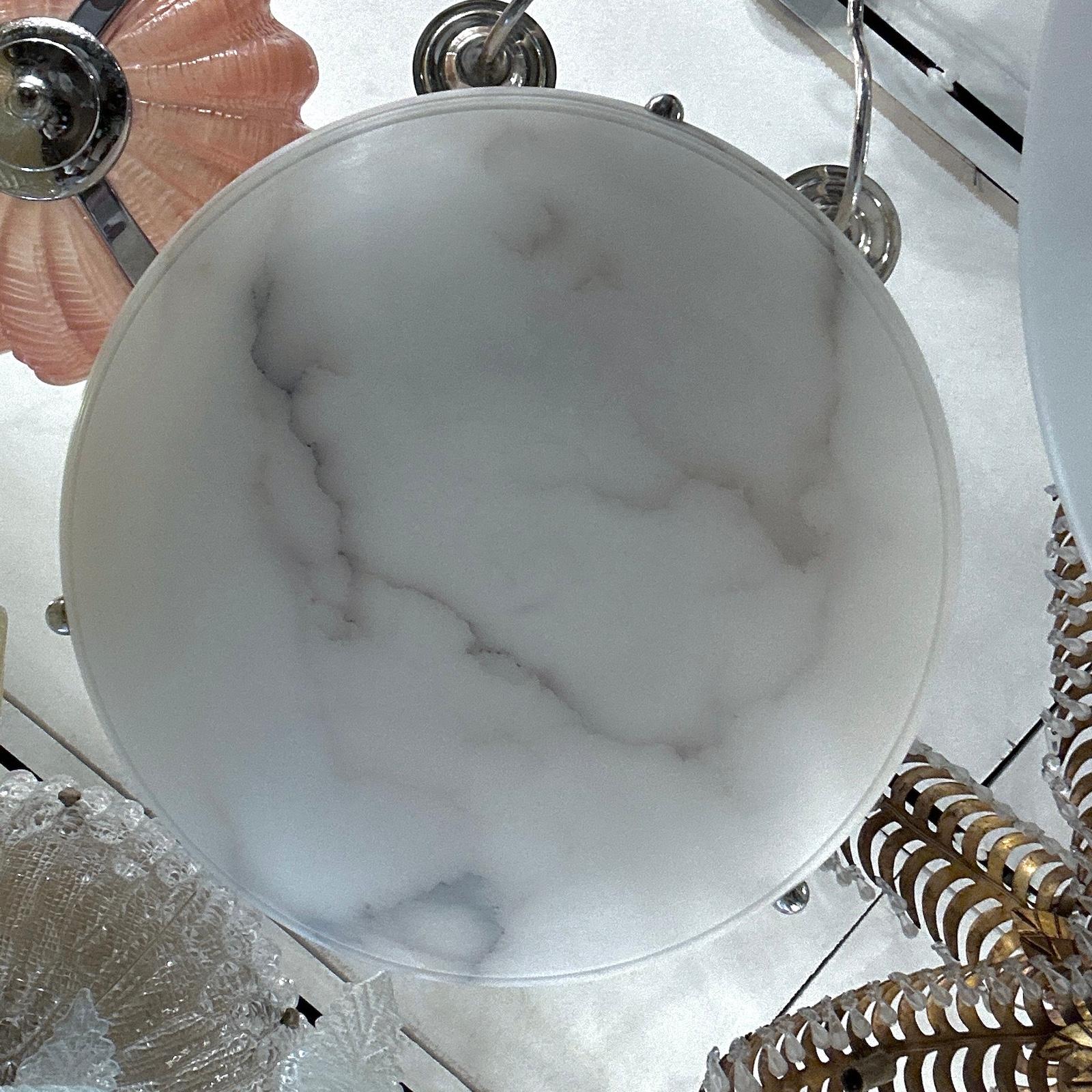 Mid-20th Century Pair of White Carved Alabaster Light Fixtures, Sold Individually